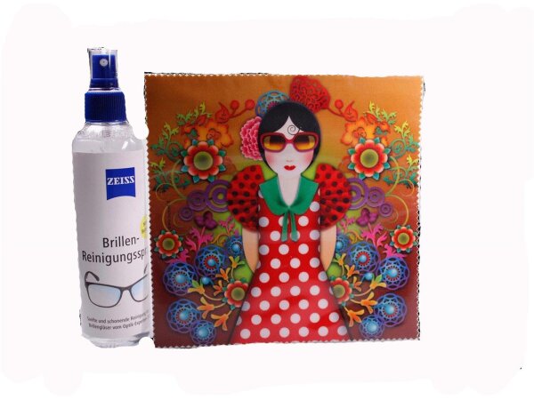 Mikrofasertuch "Frau mit Rotem Kleid/ Blumen"