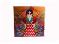 Mikrofasertuch "Frau mit Rotem Kleid/ Blumen"