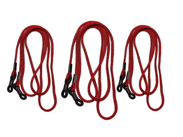 Hellrot Brillenkordel - 3er Pack