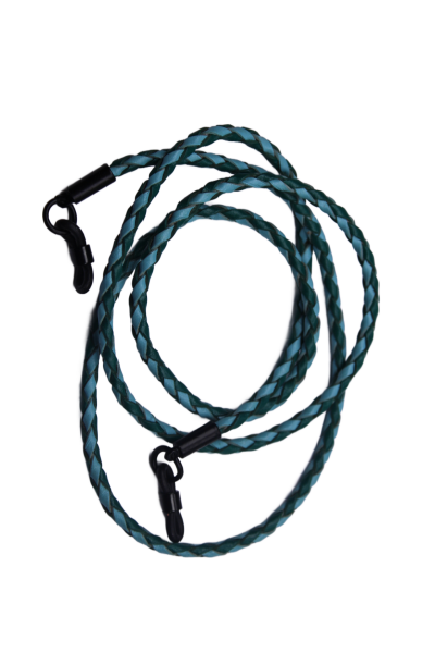 Brillenband echt Leder geflochten (Grün/ Hellblau)